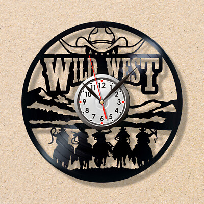 Wild West clock Vinyl clock Wall clocks Record clock Wall decor Wild West decor