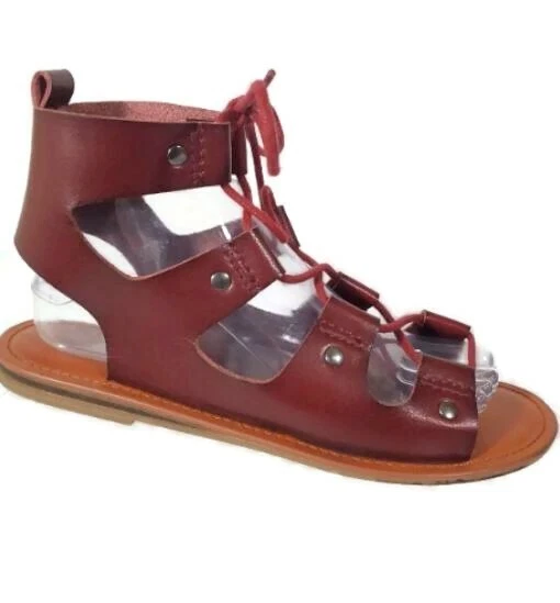 Burgundy gladiator sandals sale