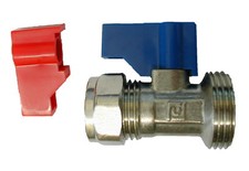 Washing Machine Isolation Valve / Tap 15mm Compression x 3/4" BSP (Hot / Cold)