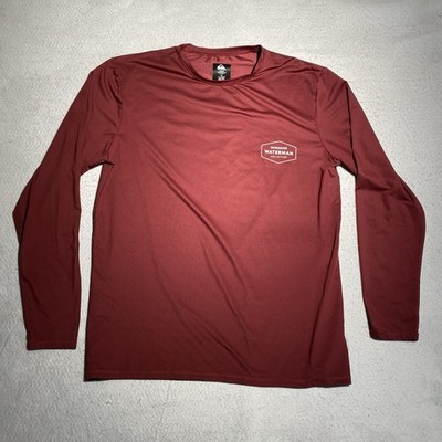 Quicksilver Waterman Collection   Mens Size Large Burgundy Long Sleeve UPF 50