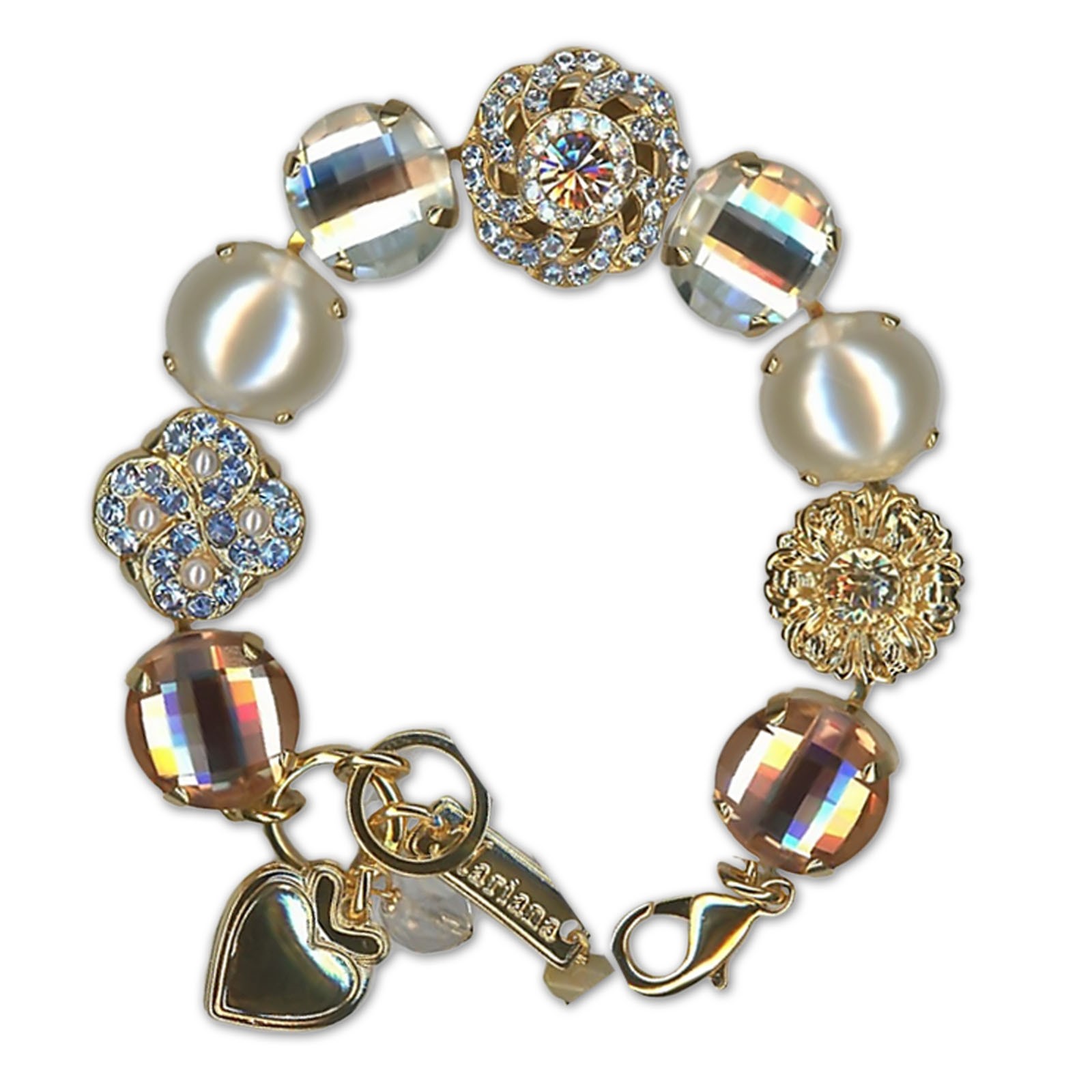 Glamorous Pearl & Peach Swarovski Crystal Bracelet by Mariana Woman-image