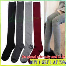 Women Knit Thigh-High Over the Knee Socks Winter Warm Long Pile Wool Stockings