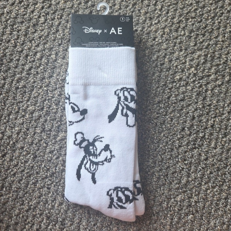 Disney American Eagle Mickey Mouse Friends Socks Adult One Size Classic White AE