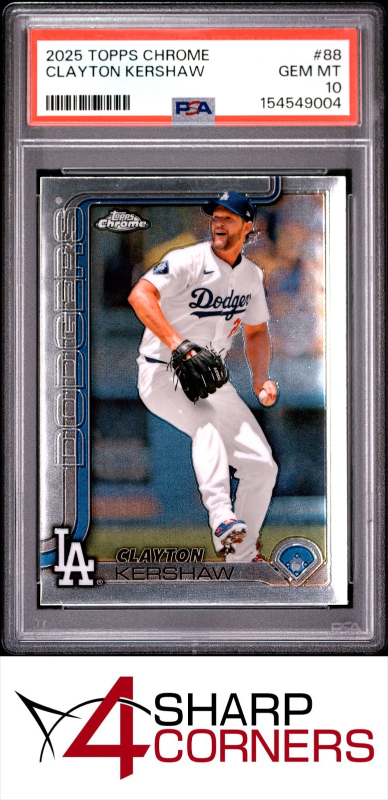 2025 TOPPS CHROME #88 CLAYTON KERSHAW PSA 10