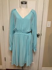 Torrid Light Blue V-Neck Long Sleeve Ruffled Dress, Size 3 | 3X