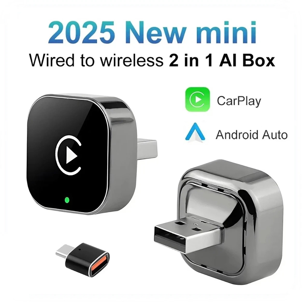 USB Auto Wireless CarPlay Adapter For iPhone Apple Wireless Dongle Plug ＆ Play