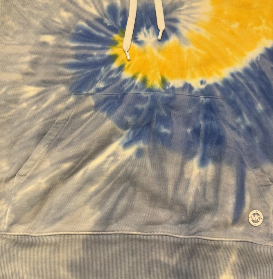 Sudadera con capucha sin mangas Michael Kors amarilla/azul tie dye, talla pequeña nueva con etiquetas Foto 3 de 4