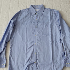 Banana Republic Fitted Men's Solid Blue Cotton Dress Shirt 16-16.5 L Woven Italy