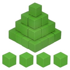 100-Pack DIY Wooden Cube, 1cm Square Colored Natural Wood Blocks, Green