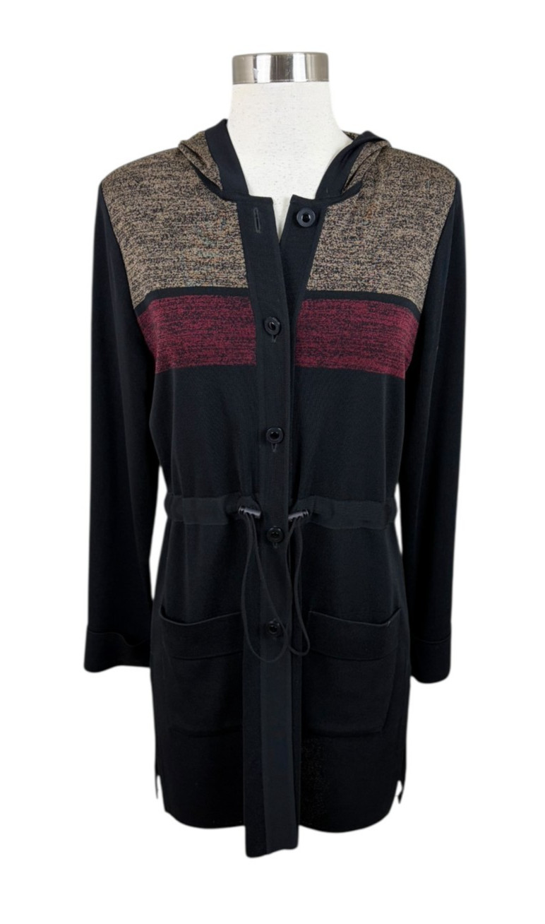 Misook Black Red Colorblock Button Adjustable Wai… - image 1