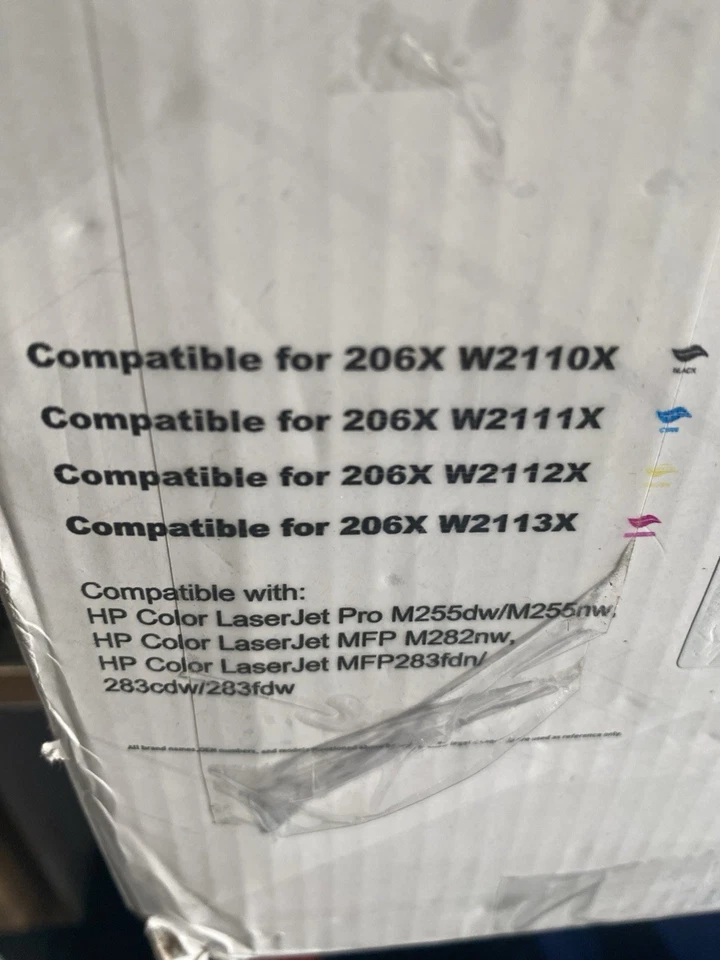 Paquete de 4 tóneres compatibles con chip 206A para HP LaserJet MFP M282nw M255dw M283cdw Foto 2 de 4