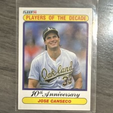 1990 Fleer Players of the Decade Jose Canseco #629 Athletics MLB Baseball Card