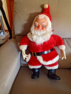 Vtg 1950s Toy Santa Claus Christmas Plush 24" Size Rushton Style Rubber Face