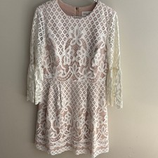 Eliza J Lace Overlay Dress in Cream size 8