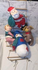 Decoración de escalera navideña iluminada ABC de colección 8' de alto Santa Elfo muñeco de nieve reno