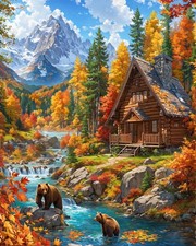 Mountain Paint By Numbers Kit For Adults Cabin Adult Paint By Number Kits On Can