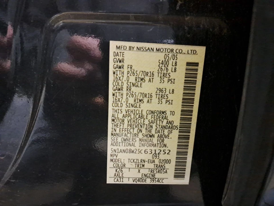 Manija de puerta trasera exterior lado conductor izquierda Xterra Sku #4231227 2005 Foto 3 de 4
