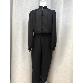 1980s black floral lace jumpsuit romper