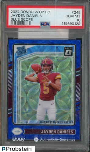 2024 Donruss Optic Blue Scope Prizm #248 Jayden Daniels RC Rookie PSA 10
