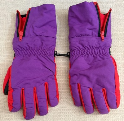VTG PATAGONIA Gloves Kids/Womens XS Ski Snow Gauntlet Cuff Purple/French Red