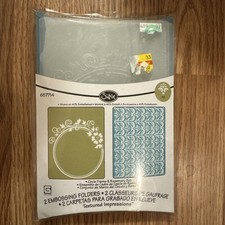 Sizzix CIRCLE FRAME ROSEMARY Set of 2 Embossing Folders 657714 Crafts Cards
