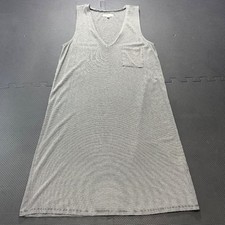 Madewell Gray Striped Sleeveless V-Neck Dress With Pocket Womens Size S