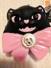 Bath and Body Works Halloween Light up Black Cat pink Bow pocket Bac holder