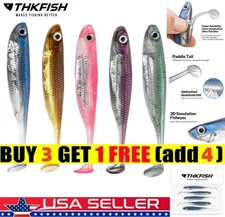 Thkfish 5/6pc Soft Plastic Swimbait Paddle Tail Lure Minnow Paddle Tail Swimbait