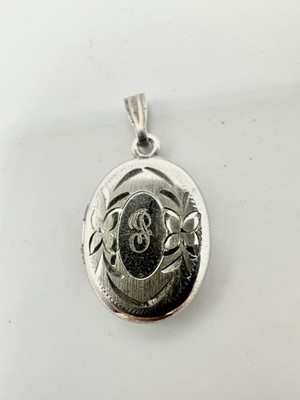 VTG Monogram Initial Etched Sterling Silver 925 Floral Locket Signed Tested Read