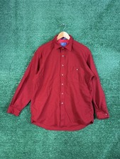 Vintage Pendleton Wool Flannel Mens Large Red Elbow Patches USA Virgin Wool