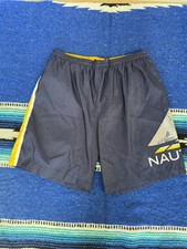 Vintage 90s Nautica Sail Boat/Spellout Swim Shorts Mens Medium