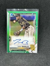 2021 Bowman Chrome Jordy Barley Green Refractor Prospect Auto /99 Padres Rookie