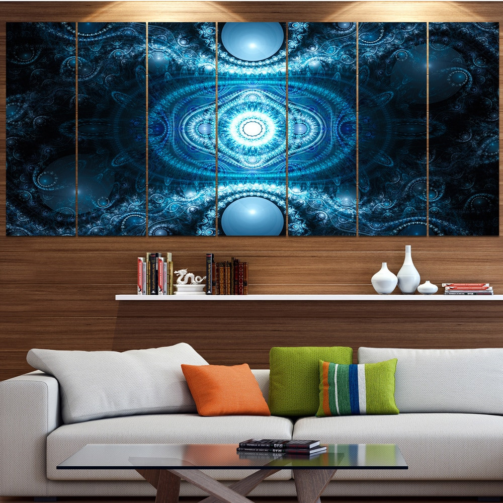 Designart Cabalistic Light Blue Pattern Abstract Wall Art - Oversized Modern Canvas Print for Contemporary Living Spaces