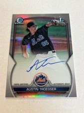 2023 Bowman Chrome Draft Austin Troesser 285/499 Refractor On Card Auto 1st Mets