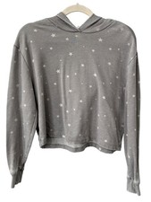 Z Supply Hoodie Size Small Long Sleeve Star Print Gray Lightweight Casual