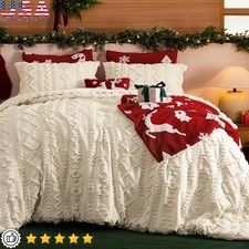 Boho Vintage Tufted Comforter Set Soft Breathable Queen Bedding Gift 3D Texture