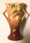 Vintage mid century ROSEVILLE POTTERY double handled VASE IV-6 SNOWBERRY in pink