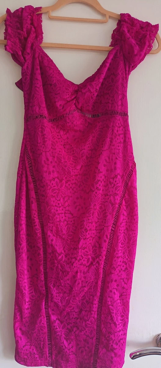 strapless open back dress Hot Pink Pleated Satin Lace Back Maxi Dress - Event Dresses main image 0