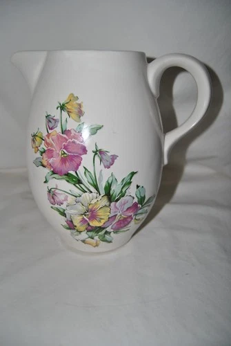 McCoy Pottery Large White Pitcher With Flowers