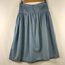 Womens Chambray Midi Skirt Sz M Cowgirl Country Festival Homestead Vintage