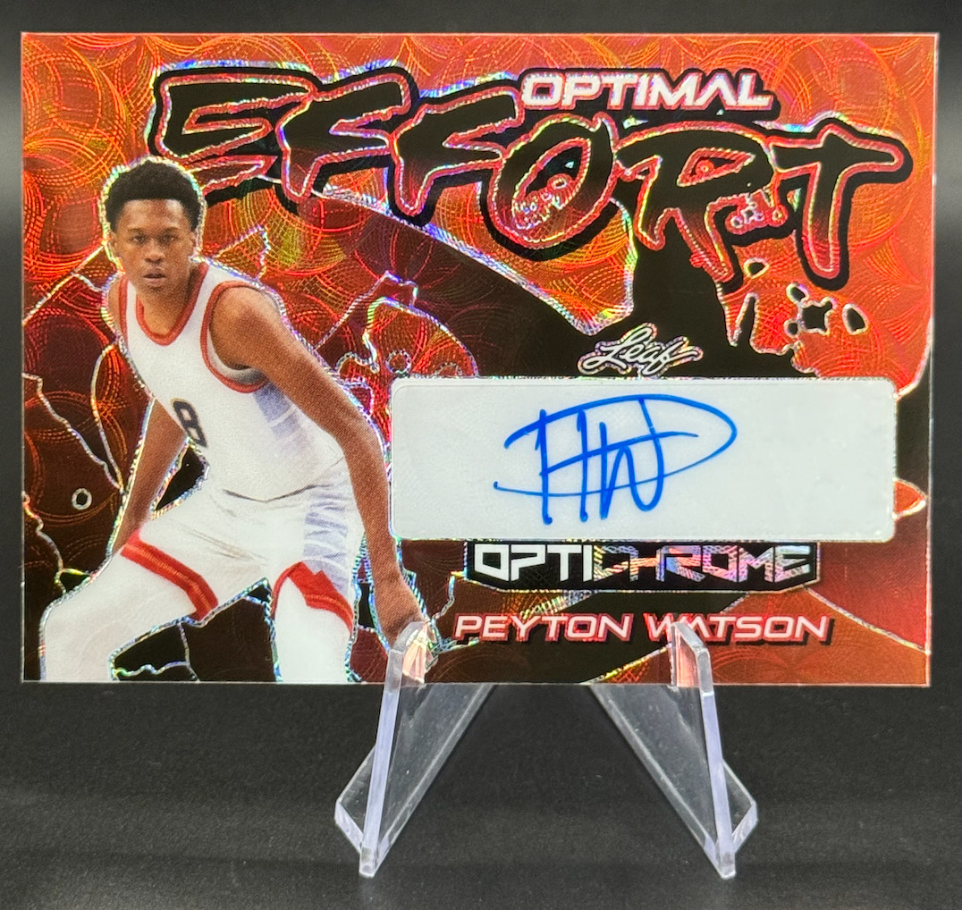 2023 Peyton Watson 1/2 Leaf Optichrome Effort Kaleidoscope Orange Rookie Auto