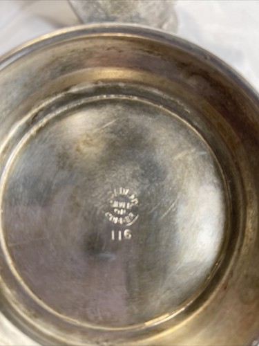 Academy Silver on Copper Vintage Creamer Sugar Serving Cups Set Aged Patina Pair - Picture 3 of 9