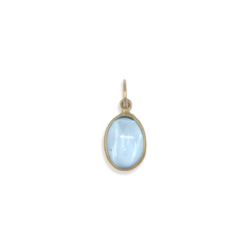 Blautopas ovaler Cabochon Charm handgefertigt in 14k Gelbgold 1,80 ctw