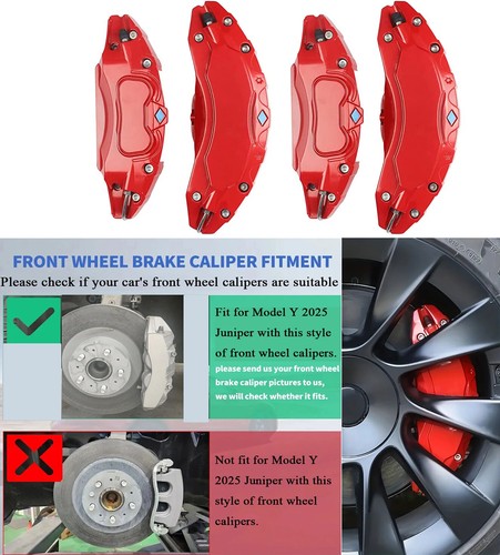 New Brake Caliper Covers for Tesla Model Y Juniper 2025 2026 with Decals - Picture 11 of 15