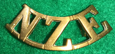 WWI Original New Zealand Engineers NZE Shoulder Title Badge, Gaunt