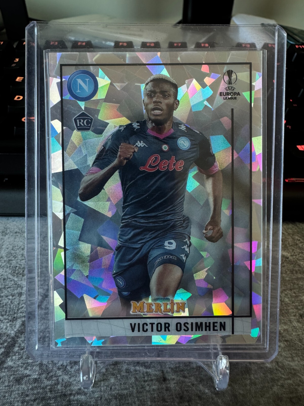 2020-21 Topps Merlin Chrome UCL Victor Osimhen ROOKIE RC ATOMIC CRACKED ICE/250