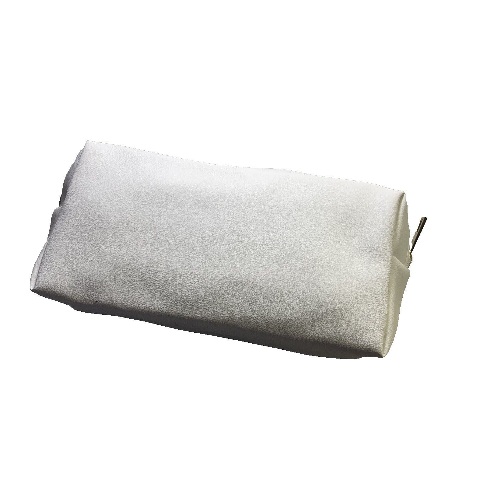 Hair La Vie Creamy White Faux Leather Satin Lined Cosmetic Bag 8x2.5x3.5 Inches