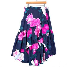 Eliza J Taffeta Floral Feminine Garden Ruffle Wrap Tiered Flowy Midi Skirt 14