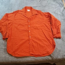 Big Mac JC Penneys Flannel Open Collar Button Up Hunter Orange USA VTG XXXL
