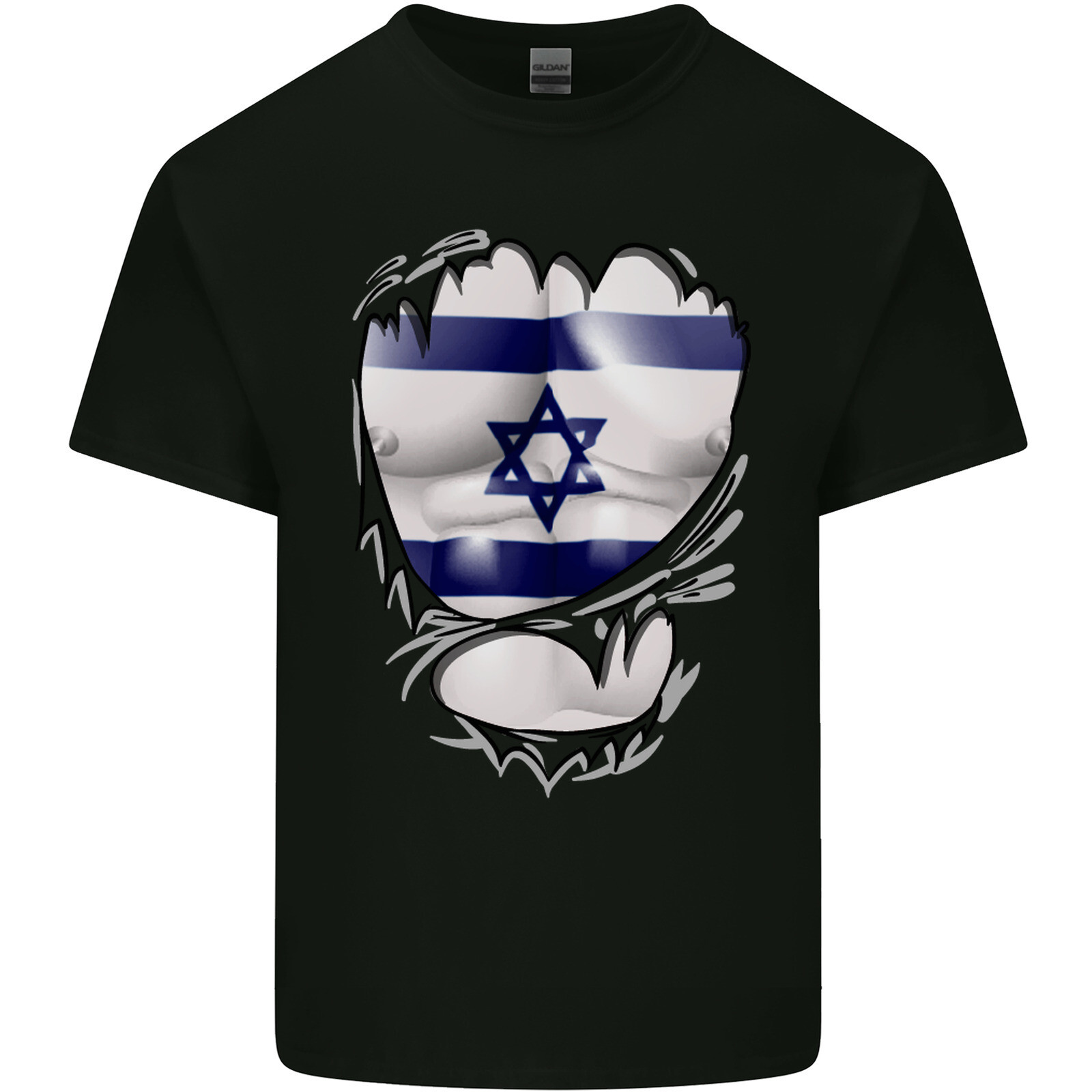 Gym The Israeli Flag Ripped Muscles Israel Mens Light Cotton T-Shirt